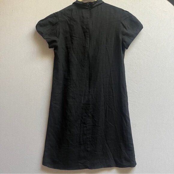 Robert Rodriguez cotton silk short sleeve ruffle black mini dress Sz 0 - Picture 2 of 7